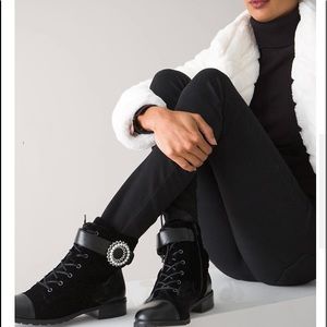 Quilter velvet combat boots